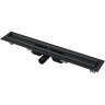 Водоотводящий желоб ALCAPLAST APZ101BLACK-650 с порогами для перфорированной решетки, черный матовый, низкий, горизонтальный сток